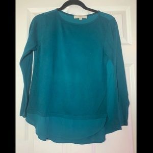 Loft mixed media teal sweater